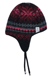 Icelandic Woolen Hat With Earflaps - red / black