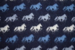 Isländische Wolldecke Tagesdecke Islandpferde - Blau