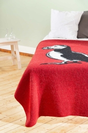 Icelandic Wool Blanket - Puffin - red