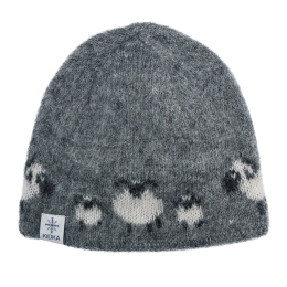 Bonnet de laine - mountons - gris