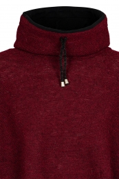 Strick-Poncho mit Kragen - bordeaux