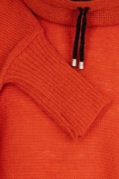 Strick-Poncho mit Kragen - orange