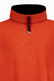 Strick-Poncho mit Kragen - orange