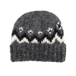 Handknitted Icelandic Woolen Hat - grey