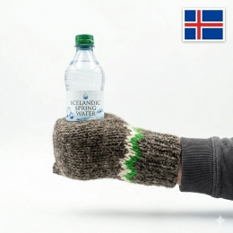 Bier-Handschuh grau-kombi - Handgestrickt in Island - HSI-251