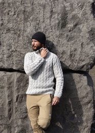 KIDKA 045 Mens woolen half-zip sweater - light grey