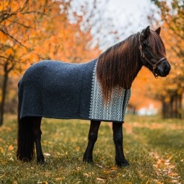 Icelandic Woolen Horse Cooler Rug - Borg black