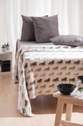 Icelandic Wool Blanket 054 - Iceland Horse - Beige