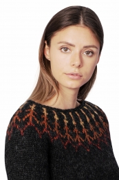 Damen Islandpullover - Lava - Handgestrickt - schwarz