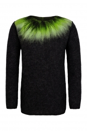 Thin womens wool sweater - Northern Lights - black / green