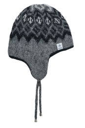 KIDKA 019 Woolen hat with earflaps - grey / black