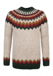 HSI-229 Pull islandais tricoté à la main - multicolore