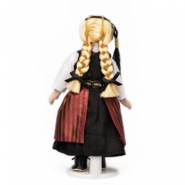 Porzellan-Puppe im isländischen National-Kostüm Upphlutur - 15 cm