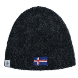 Bonnet en laine - drapeau islandais - noir