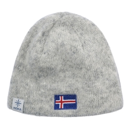 Wool hat - Icelandic flag - light grey