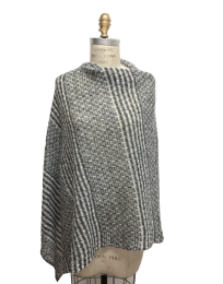 Oversized wool poncho - gray - white
