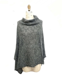 Oversized wool poncho - grey